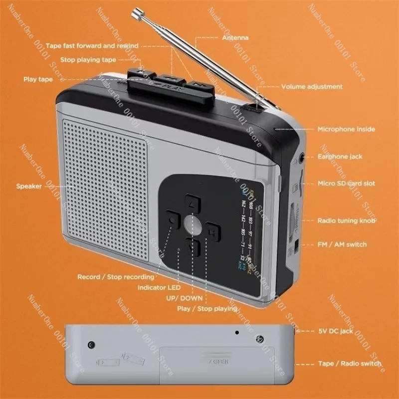 FOR EVA Portable Cassette Player, USB Powered Tape Recorder