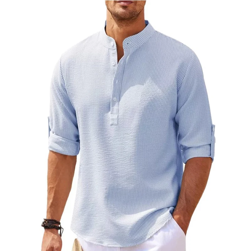 Camisa casual de linho de algodão masculina, camiseta solta, manga comprida, blusa bonito, primavera, outono, nova, 2022