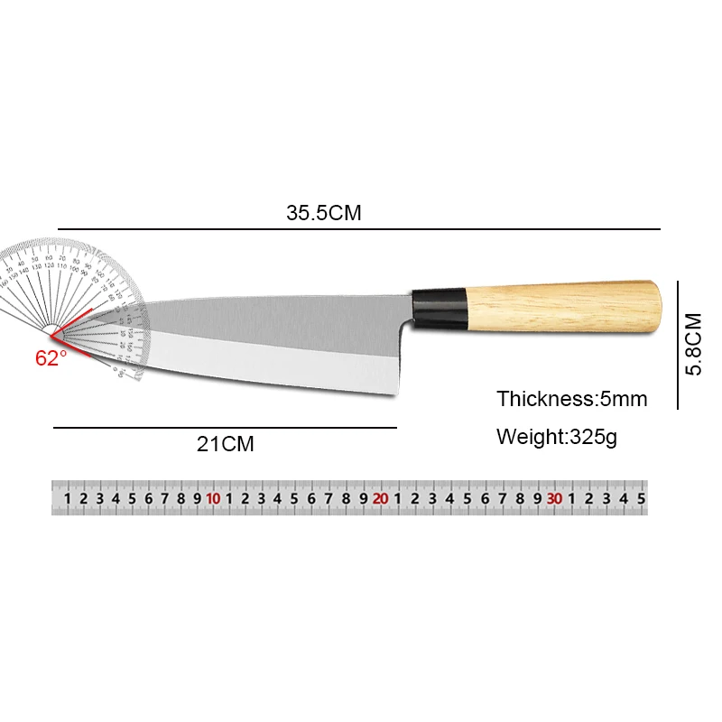 Forged Japanese Chef Knife Kitchen Fish Meat Vegetable Sushi Boning Slicing Cleaver Thickening Ktitchen Knife with Wood Handle