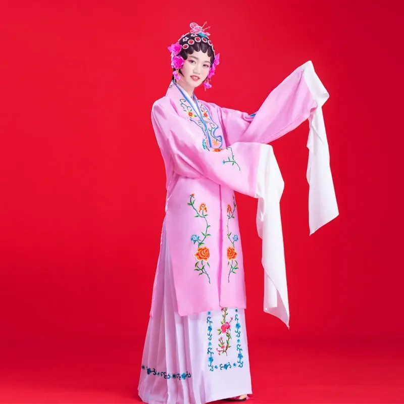 Huadan Opera Costumes Drama Peking Opera Martial Arts Clothes Water Sleeved Miss Huangmei Opera Performance Costume