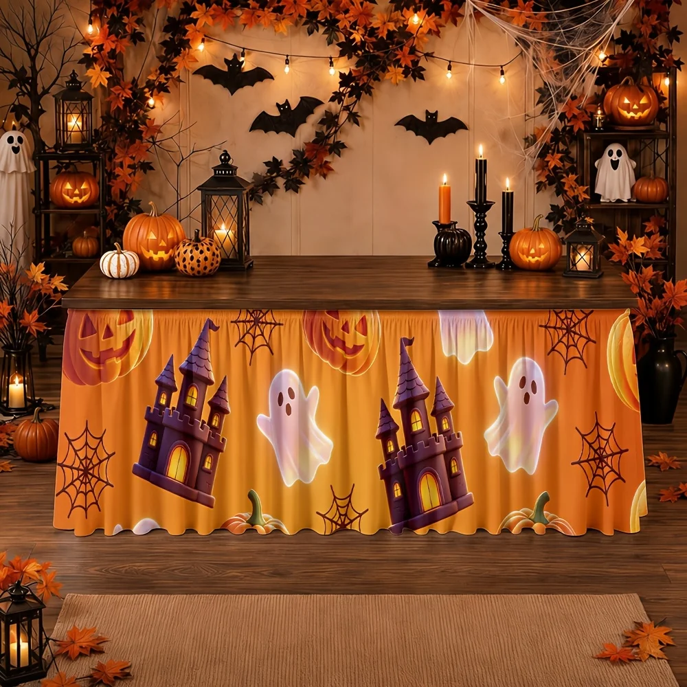 Halloween Gothic Castle Ghost Pumpkin Spider Web Autumn Festival Party Decorative Main Table Runnerxzj
