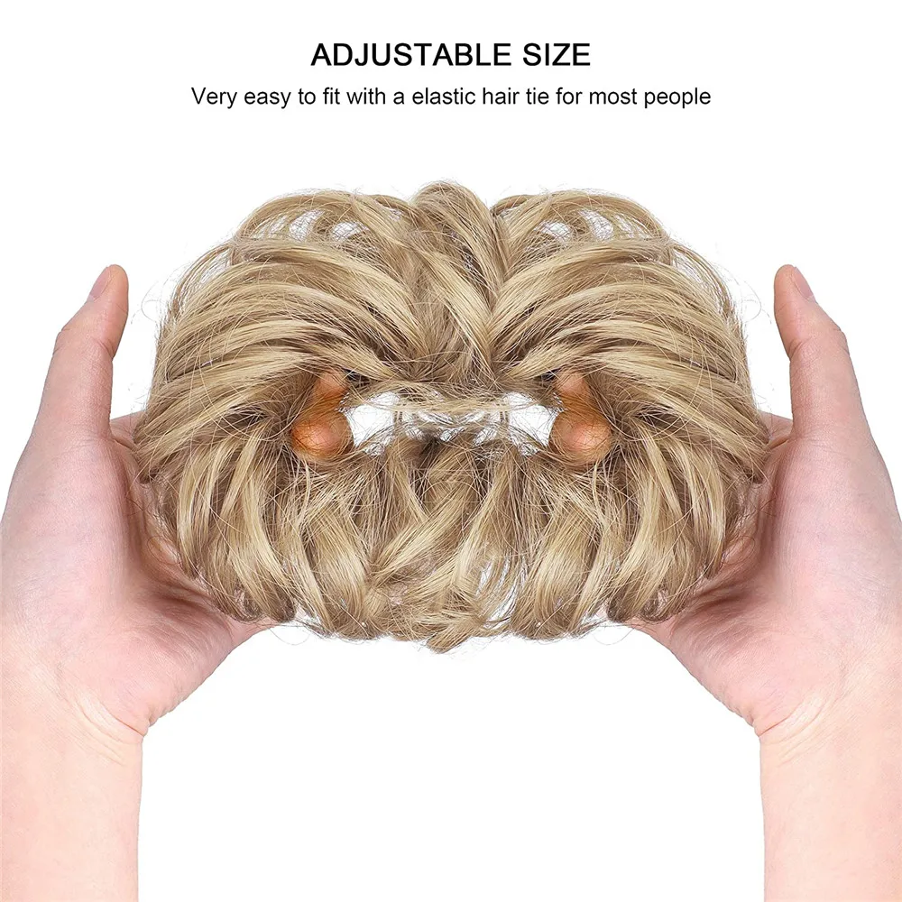 Synthetic Hair Bun Wig Donut Wavy Elastic Rubber Scrunchie Hair Pieces Ladies Ponytail Hair Extension Curly Wrap