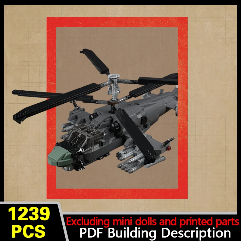 Ka-52 Attack Helicopter Model MOC Building Bricks War Equipment Modular Technology Gifts Holiday Assemble Children Toys Suit