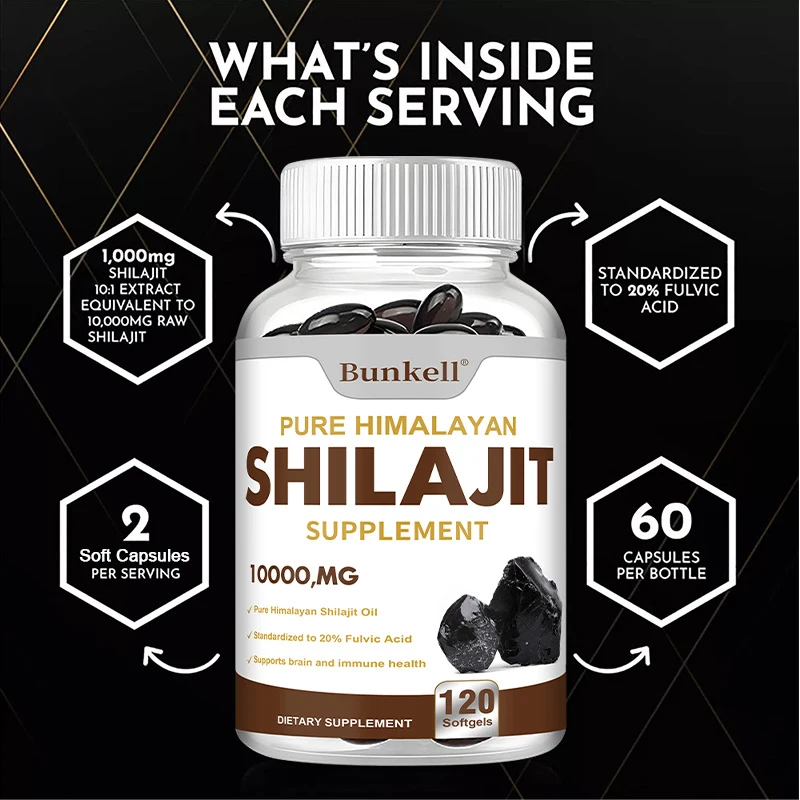 

Shilajit Capsules - Enhances Athletic Performance, Extends Endurance, Recovery of Energy and Vitality, 120 Vegetarian Capsules