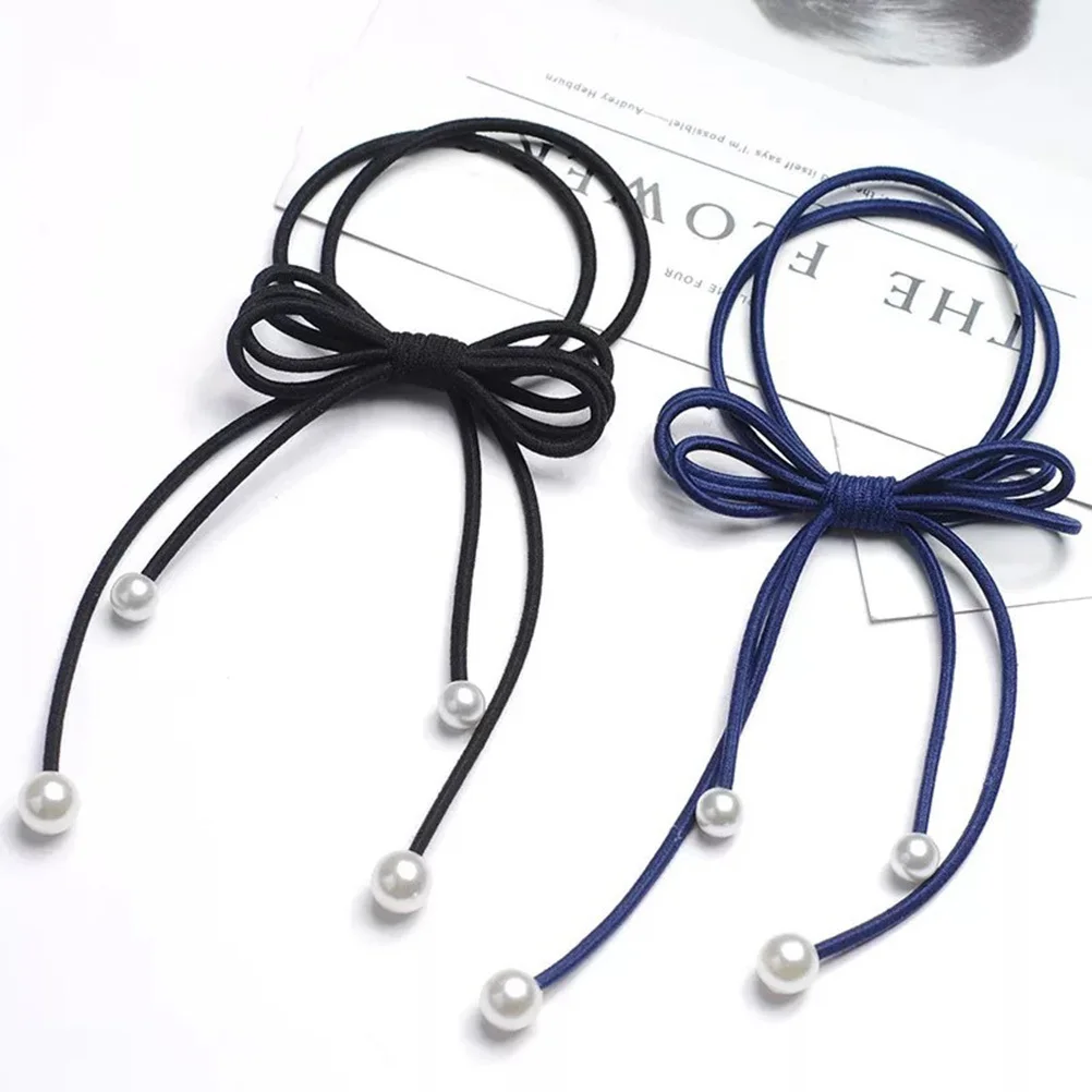 

12 шт. стильные резинки для волос с бантом для женщин и держатели для хвоста с искусственным жемчугом эластичная веревка для волос повседневная одежда в тон