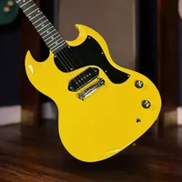 Free Shipping 6 Strings SG Electric Guitar Yellow Mahogany Black Pickguard P90 Dog Ear Upgrade Accessories in Stock
