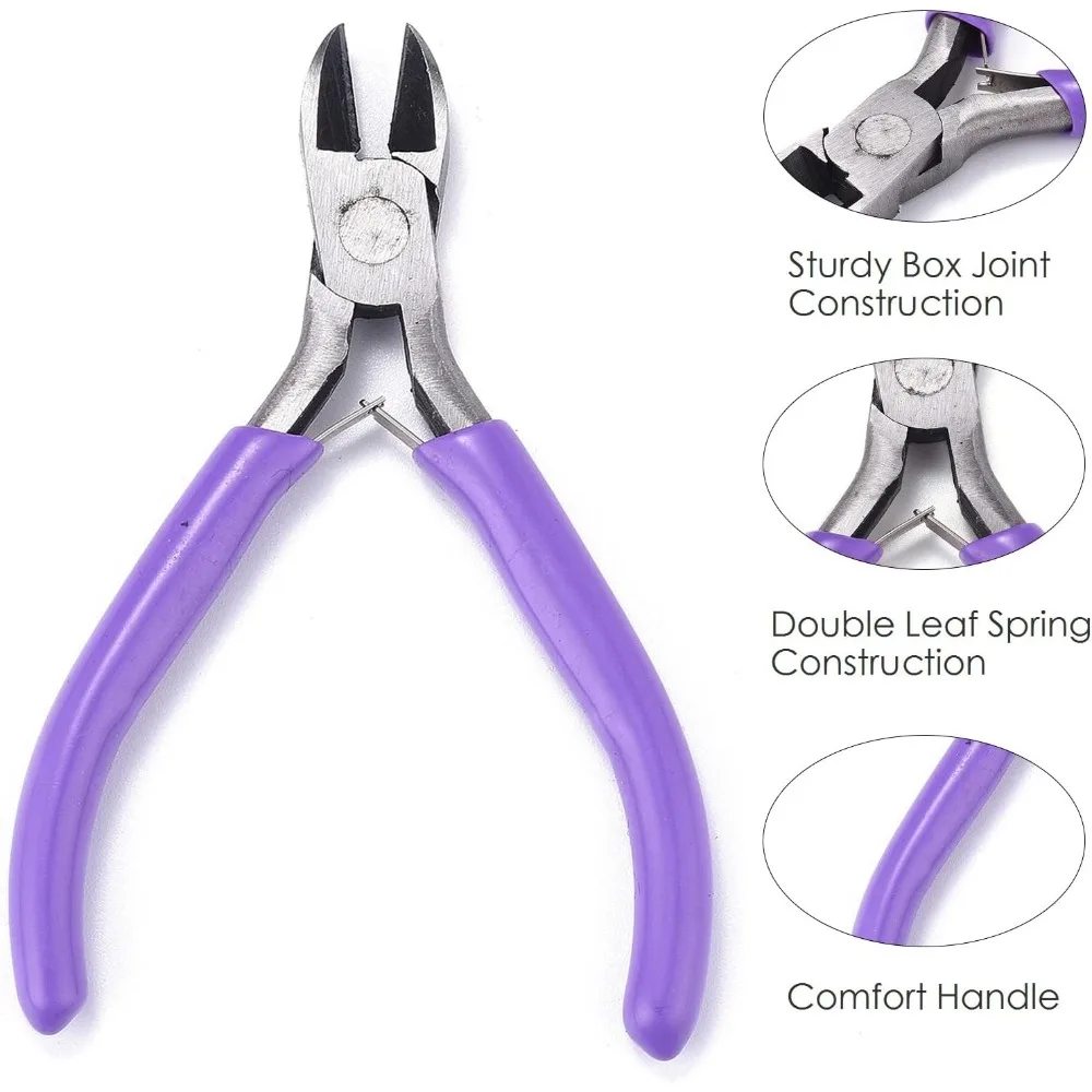 1Pc Side Cutting Pliers Carbon Steel Jewelry Pliers 4.1 Inch Jewelry Making Tools Lilac Side Cutter Wire Looping Plier