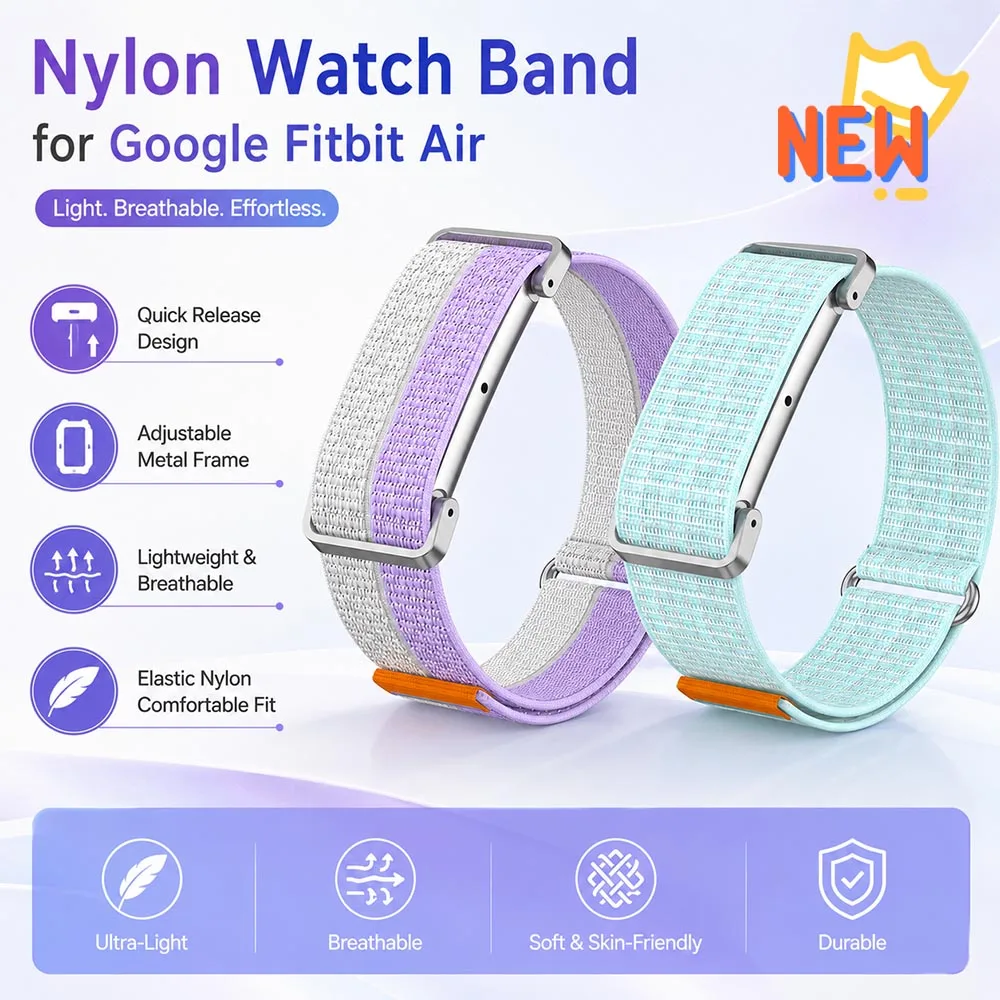 Nylon Watch Band Strap Compatible with Google Fitbit Air Straps Fitness Tracker Elasticity Replacement Straps