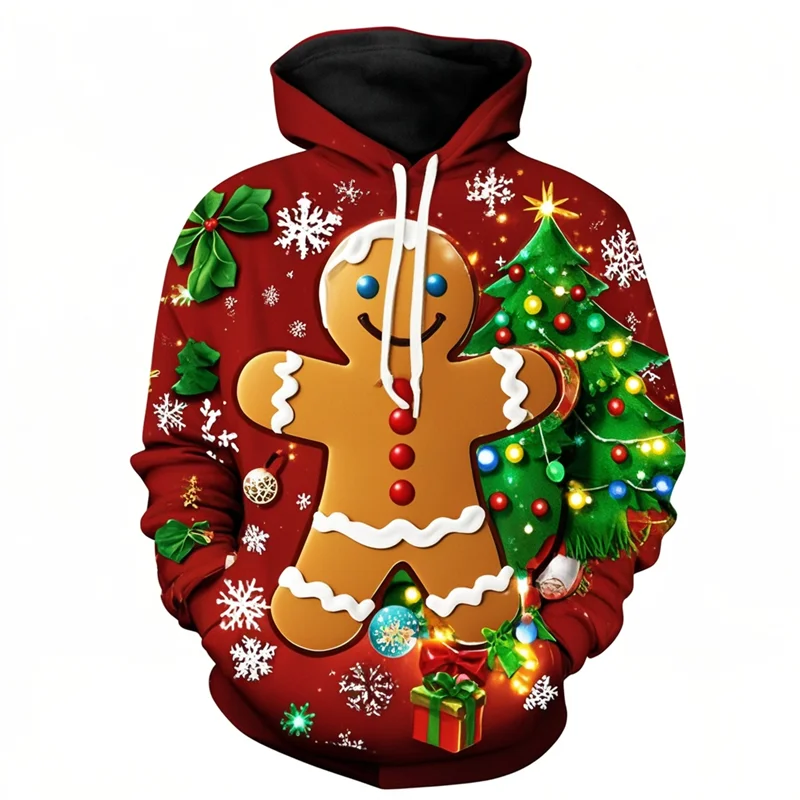 Gingerbread Merry Christmas 3D Printing New In Hoodies & Sweatshirts Christmas Trees Ugly Christmas Sweatshirts Funny Pullovers