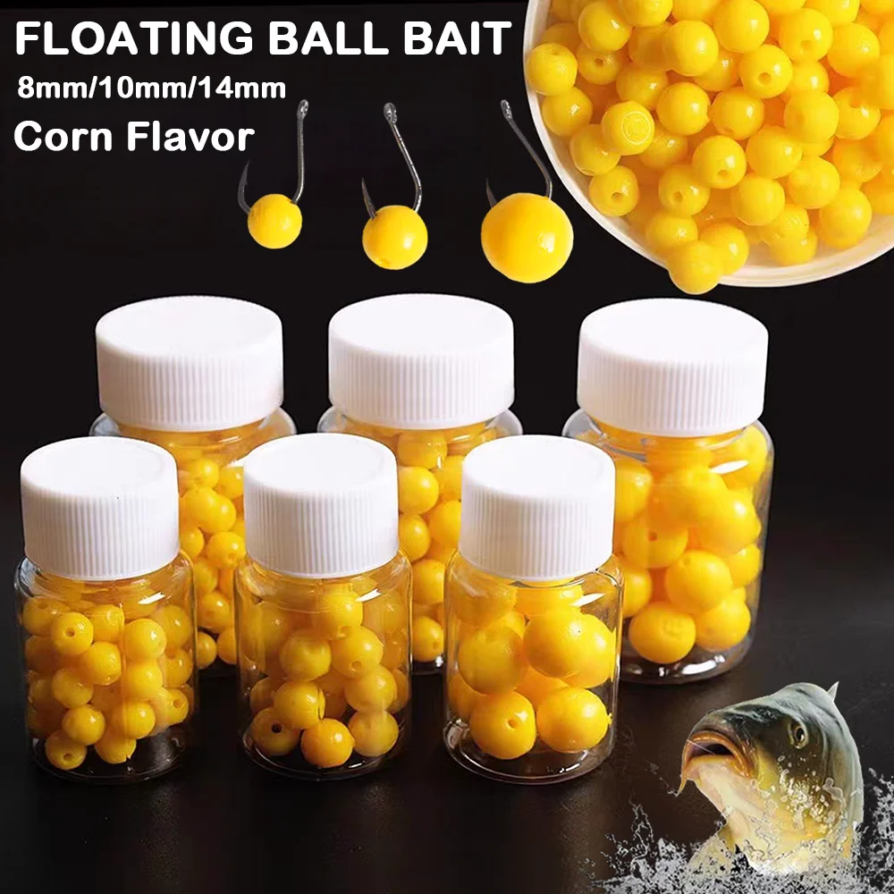 8mm/10mm/14mm Corn Flavor Carp Floating Ball Bait Graininess Lure Soft Bait Fishing Lures Silicone Soft Bait Floating Beads