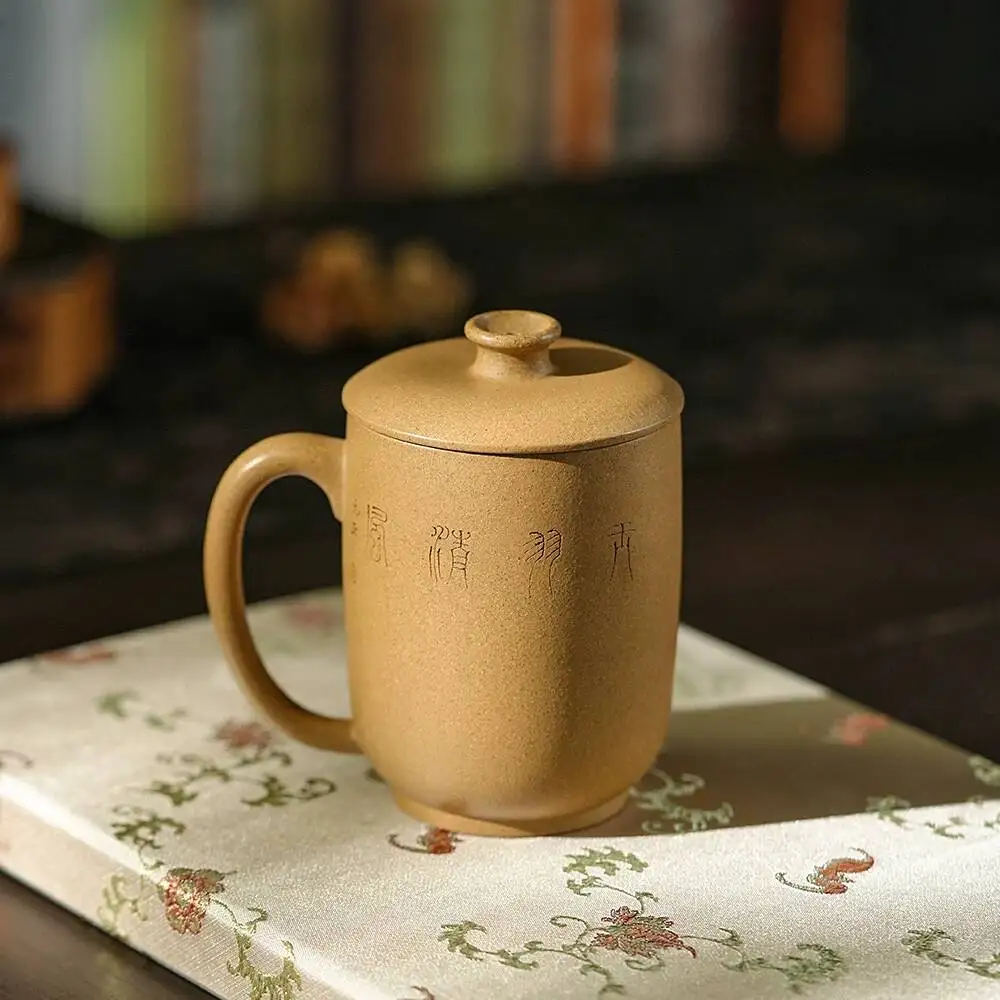 Yihu Chun High-End Yixing Purple Clay Cup, Handmade By A Famous Artist, Office Cover Cup Made From Original Mineral Clay, Tianyu