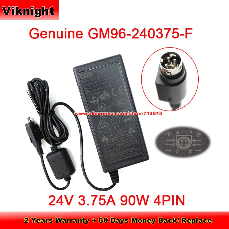 

Genuine GM96-240375-F AC Adapter for GVE 24V 3.75A 90W Power Supply Round With 4 Pins