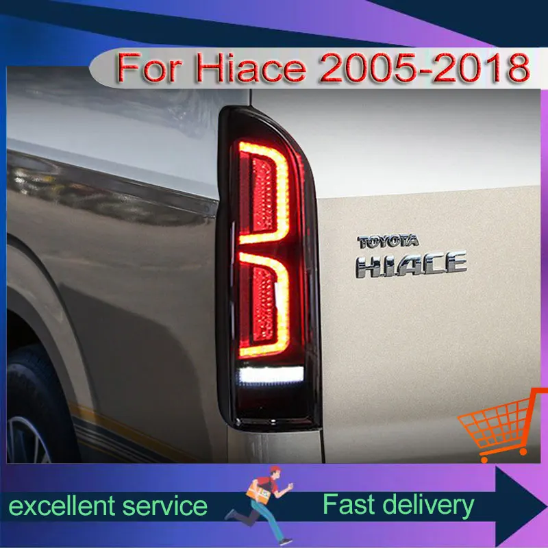 Automobile Taillight For Toyota Hiace 2005-2018 LED Dynamic Turn Signal Brake Reversing Lights Modified Rear Lamps Car Assembly