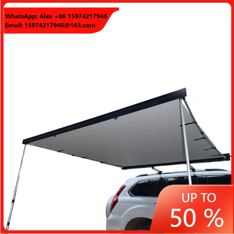 New Design Retractable Aluminum Hard Case Roof Rooftop Side 4x4 4wd Camping Car Vehicle-mounted Tent Awning With Light