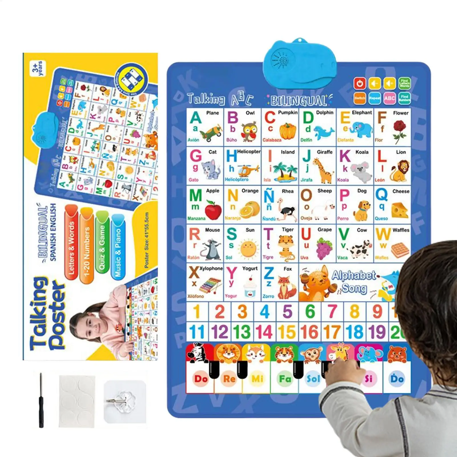 new Talking Wall Charts for Kids Talking Bilingual Interactive Toy Music Spanish And English Preschool Wall Posters for Ages 3-8