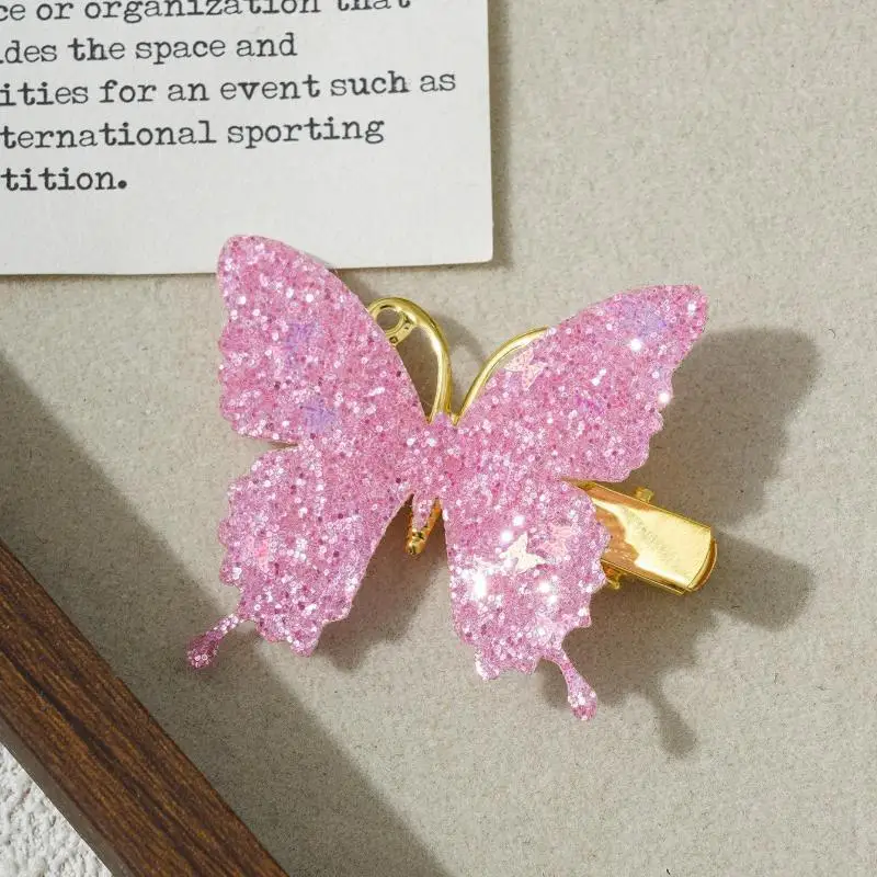 Glitzernde Schmetterlings-Haarspangen, rutschfestes Design, ideal für kleine Mädchen, alltägliches Tragen, Geburtstagsfeiern. – Detail 9