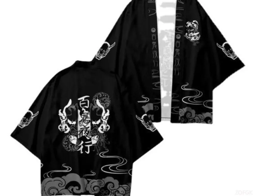 2025 جديد ثوب الكيمونو الياباني ثلاثية الأبعاد المطبوعة الرقمية للرجال والنساء Ukiyo-e طالب الصيف كوس نصف كم سترة علوية