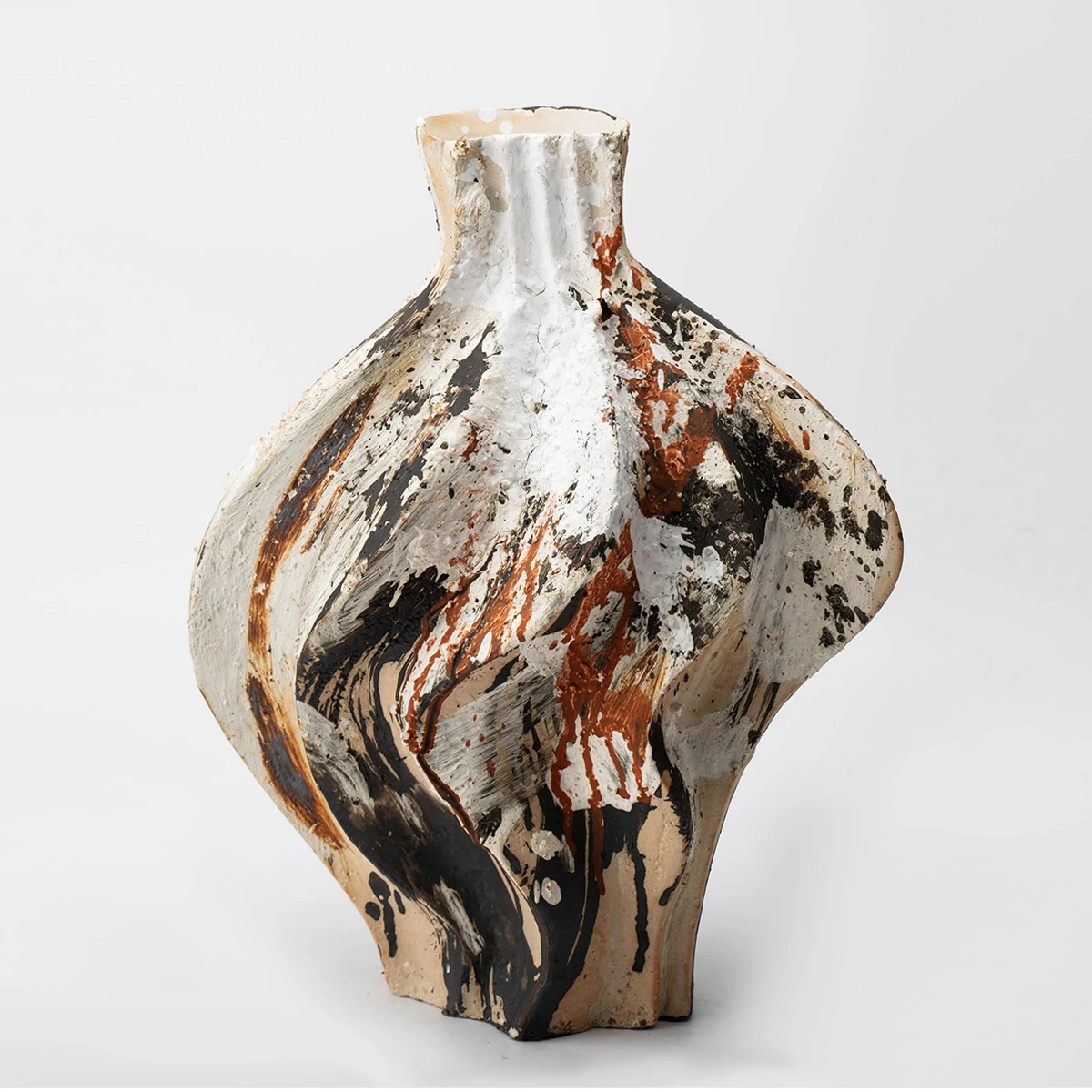 Ii*Flower Vase New Trending Home Decor Items Handmade Vase Colorful Graffiti Spiral Wavy Tableware Vase Ceramic (CML52)
