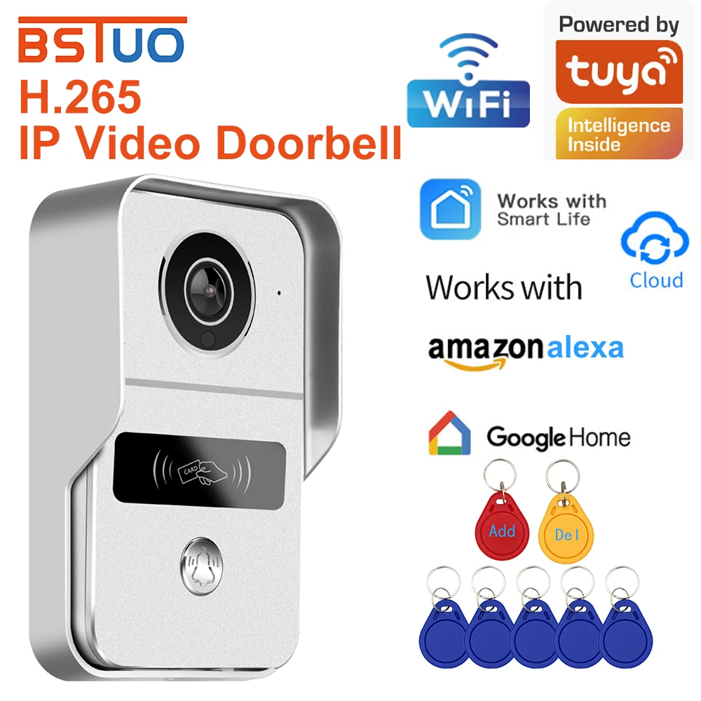 Tuya App 2.4G Wifi Wireless 1080P HD Video Doorbell Doorphone Villa Intercom Remote Door Lock Unlock Module 12V POE Connection