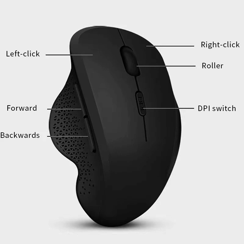 JITE CM-02 Ergonomic Wireless Mouse, 2.4G/Bluetooth Dual Mode, 2400 DPI, Rechargeable, for Laptop, iPad, Tablet, PC, Mac