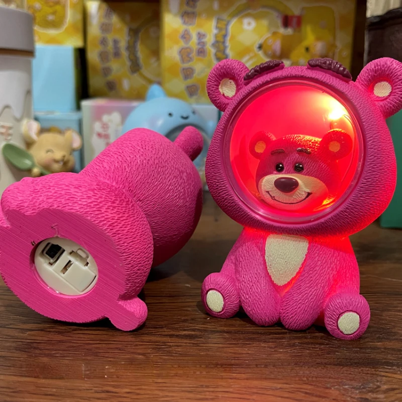 New Purple Strawberry Bear Night Light Office Desktop Decoration Small Ornament Lamp Pacha Dog Star Light Child Birthday Gift