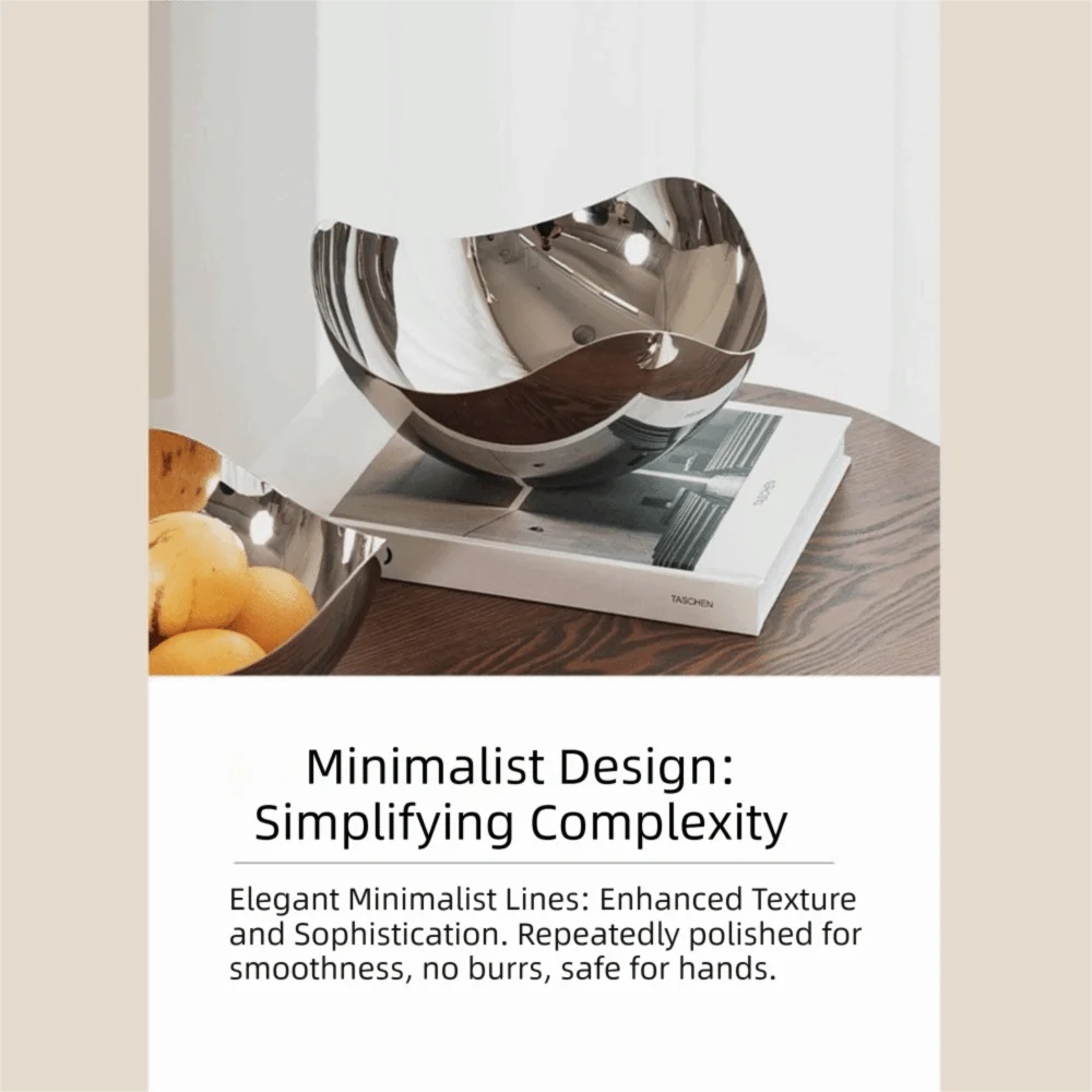 304 Stainless Steel Salad Fruit Plate INS Large Storage Petals Serving Bowl Modern Triangular Table Plate Party Platter