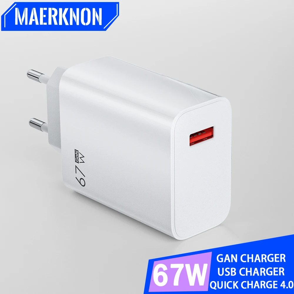 67W USB Charger Quick Charge 3.0 Fast Charging Adapters For iPhone 15 14 Xiaomi Samsung Type C Cable Portable Wall Phone Charger