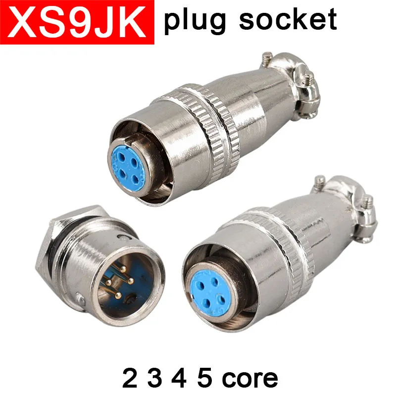 Gold-Plated Copper Core Aviation Plug Socket XS9K-2 3 4 5 Pin Hole Connector 9mm Push-Pull 2P 3P 4P 5P XS9K