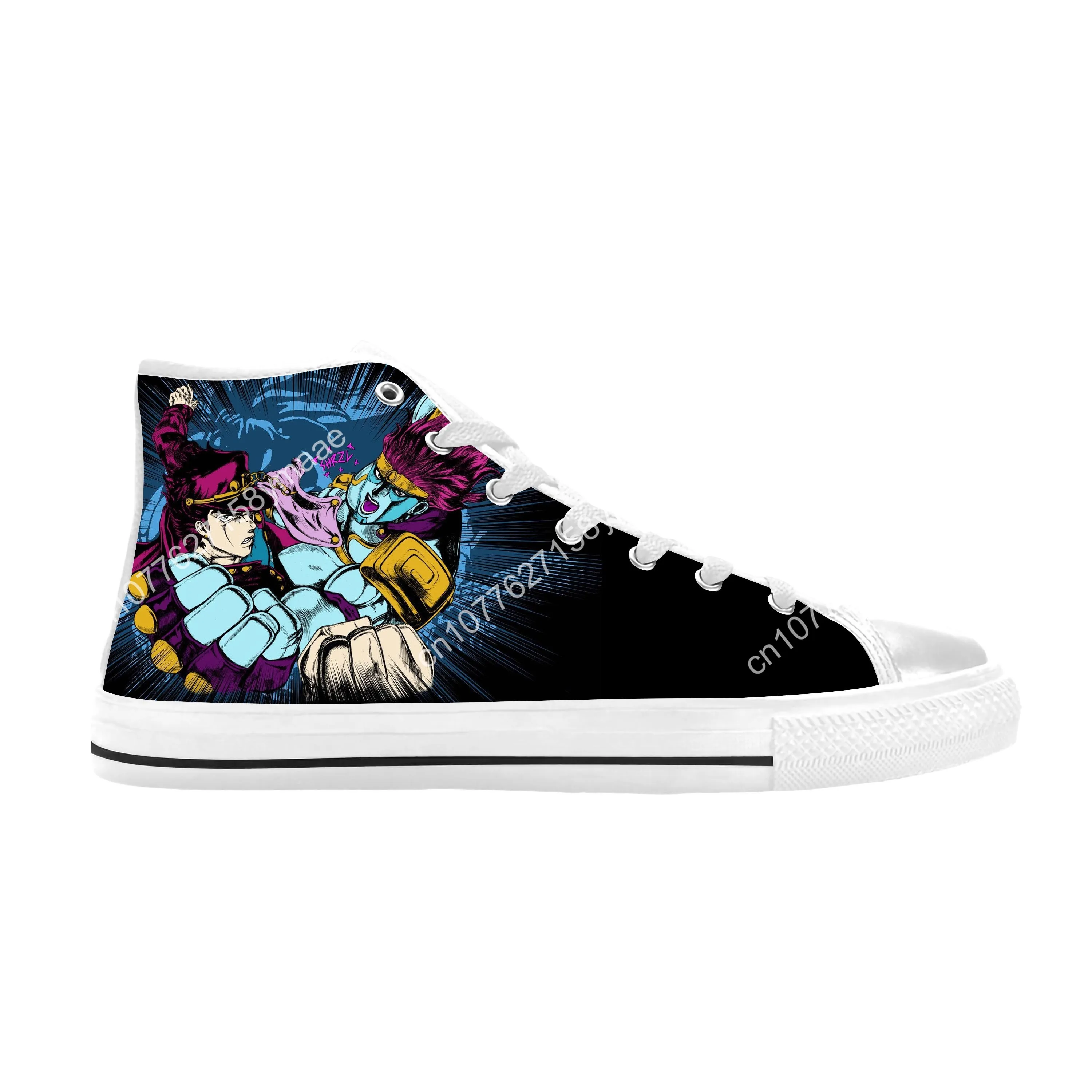 Japanese Anime Jojo Bizarre Adventure Kujo Jotaro Casual Cloth Shoes High Top Comfortable Breathable 3D Print Men Women Sneakers