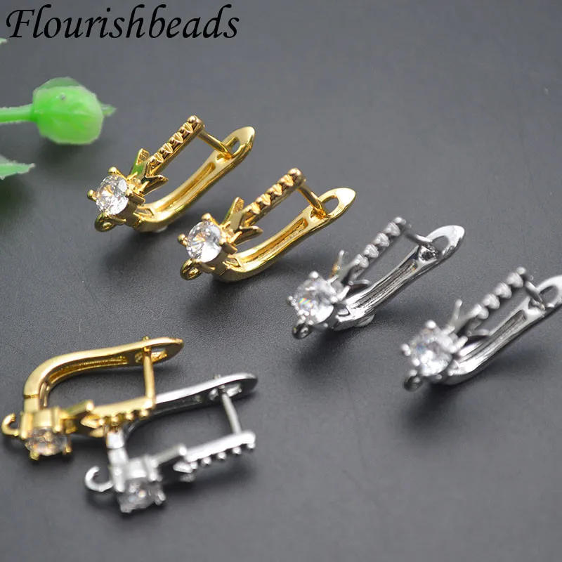 

2024 NEW Designs High Quality Crown Shape Big CZ Earring Hook Leverback Clasps DIY Jewelry Making Supplies