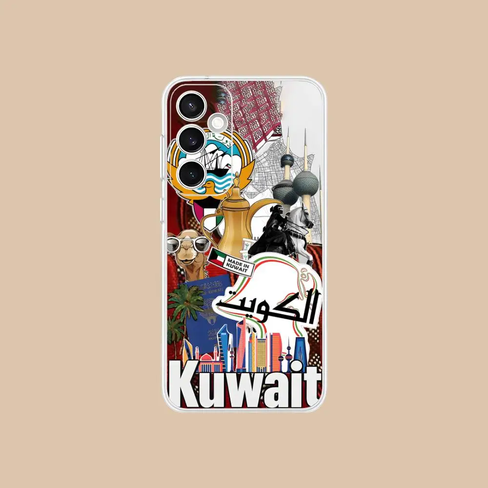 Funda para teléfono móvil con bandera de Kuwait para Samsung Galaxy S25 S24 S23 S22 S21Plus FE, funda de Color Ultra transparente, teléfono inteligente de lujo