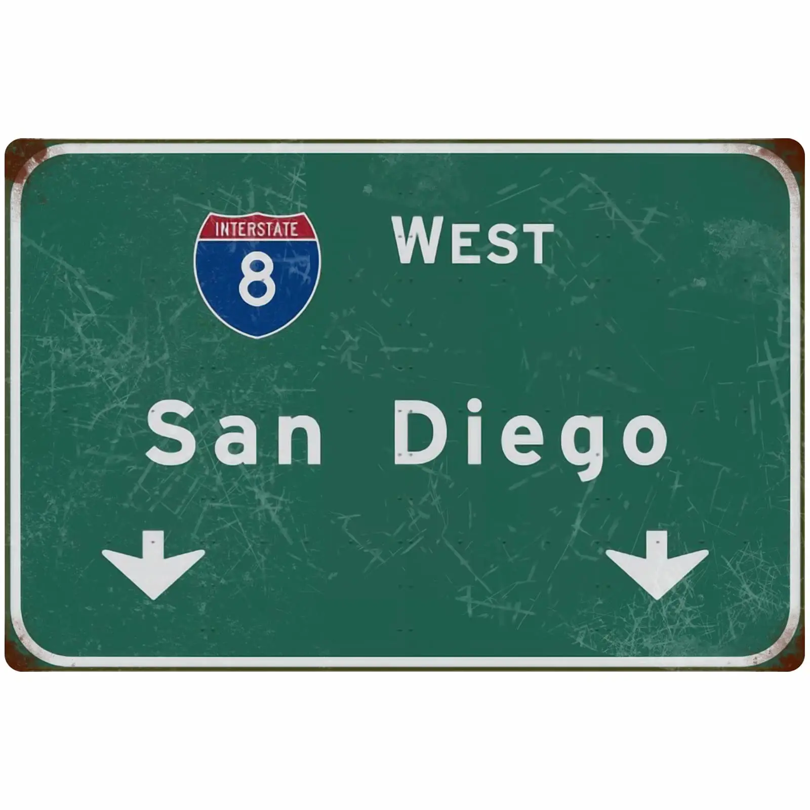 Tin Sign Vintage West San Diego Intercontinental 8 Highway Sign Indication Sign Metal Sign Airport Highway Bar Club Wall Decorat