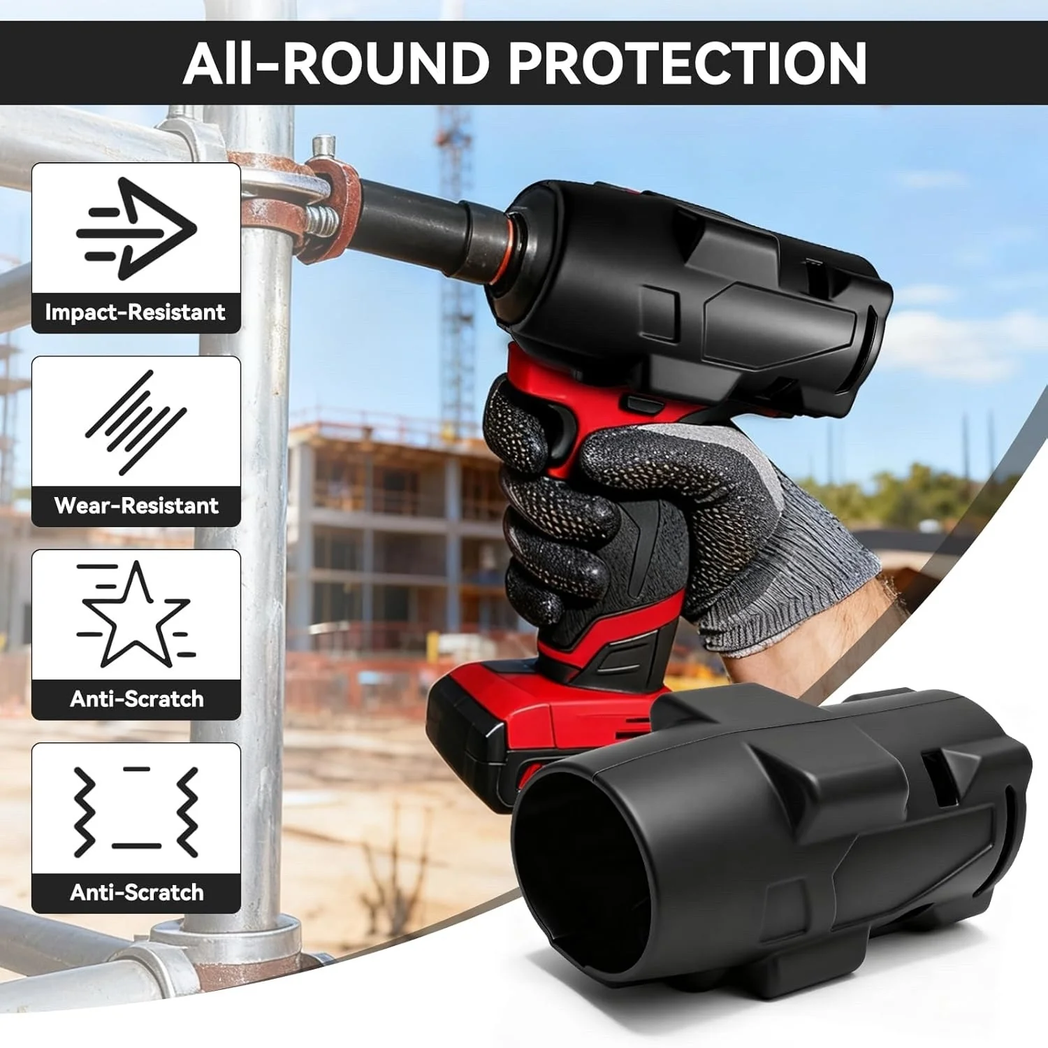 

1/2" Torque Impact Wrench Rubber Protective Boot Anti-Dust Anti-Scratch Shockproof Cover Replacement