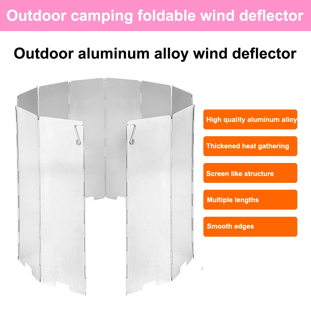 Outdoor camping wind deflector ultra light aluminum alloy foldable with pin stove head wind deflector portable wind deflector