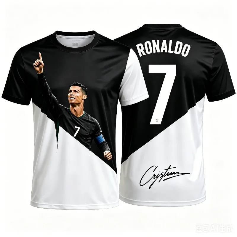 2026 New Cristiano Ronaldo Portugal Team Full-Color Print T-Shirt, Signature Style, Unisex Fan Sports Casual Short-Sleeve view 5