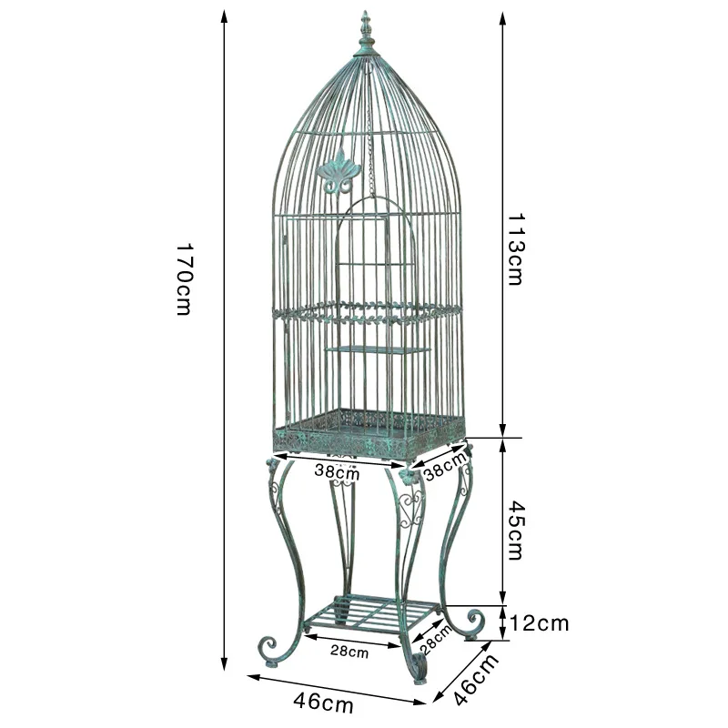 

American retro old outdoor wrought iron bird cage flower stand balcony courtyard floor bracket outdoor garden decoration