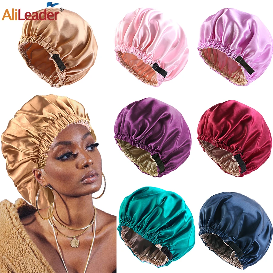 Hair Accessories Hair Nets Satin Bonnet For Sleeping Curly Braiding Hair Night Wig Cap Elastic Headband Silk Cover Hair Care