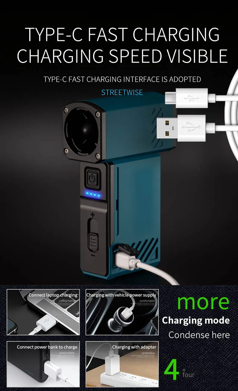 مروحة محمولة للتخييم في الهواء الطلق، محرك مروحة عنيف، مكنسة كهربائية محمولة ومنفاخ غبار