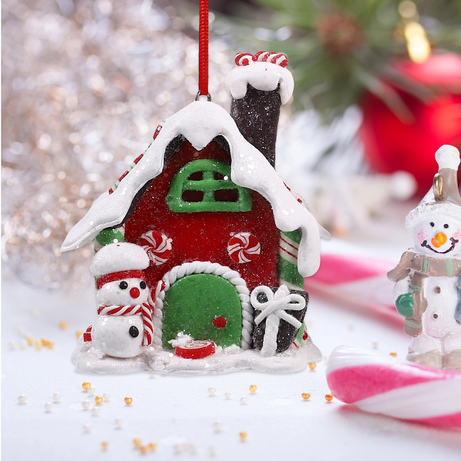 

2 Pcs Glowing Candy House Gingerbread Led Christmas Decor Light up Home Xmas Party Supplies Holiday Gifts Mini House