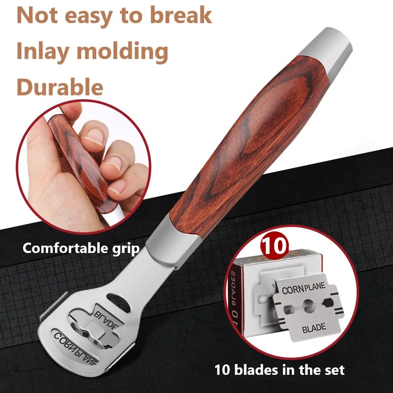 4pcs/set Wood Handle Foot Callus Shaver Heel Feet Skin Shaver Corn Cuticle Cutter Remover Pedicure Razor Portable Foot Care