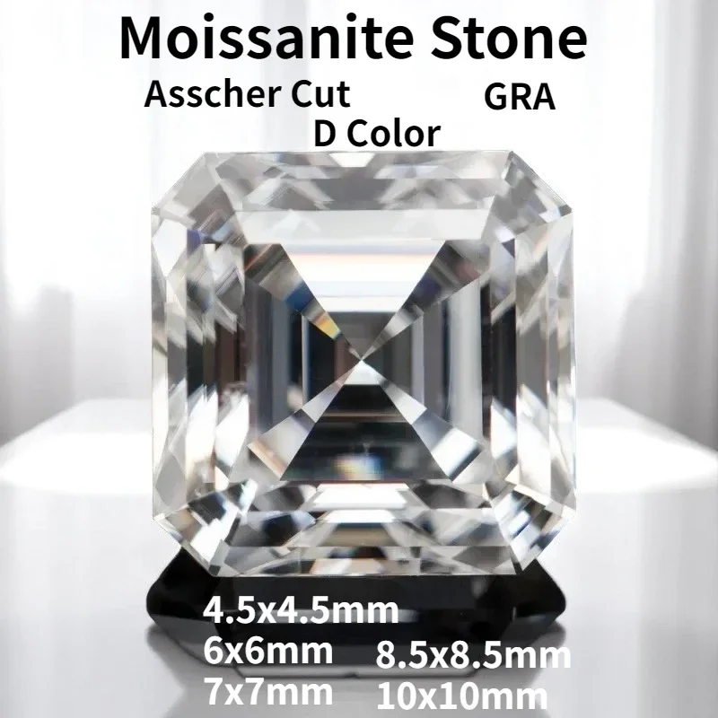 

D Color Moissanite Stone Asscher Cut VVS1 Lab Grown Dimond for Diy Jewelry Material Pass Diamond Tester with Certificate