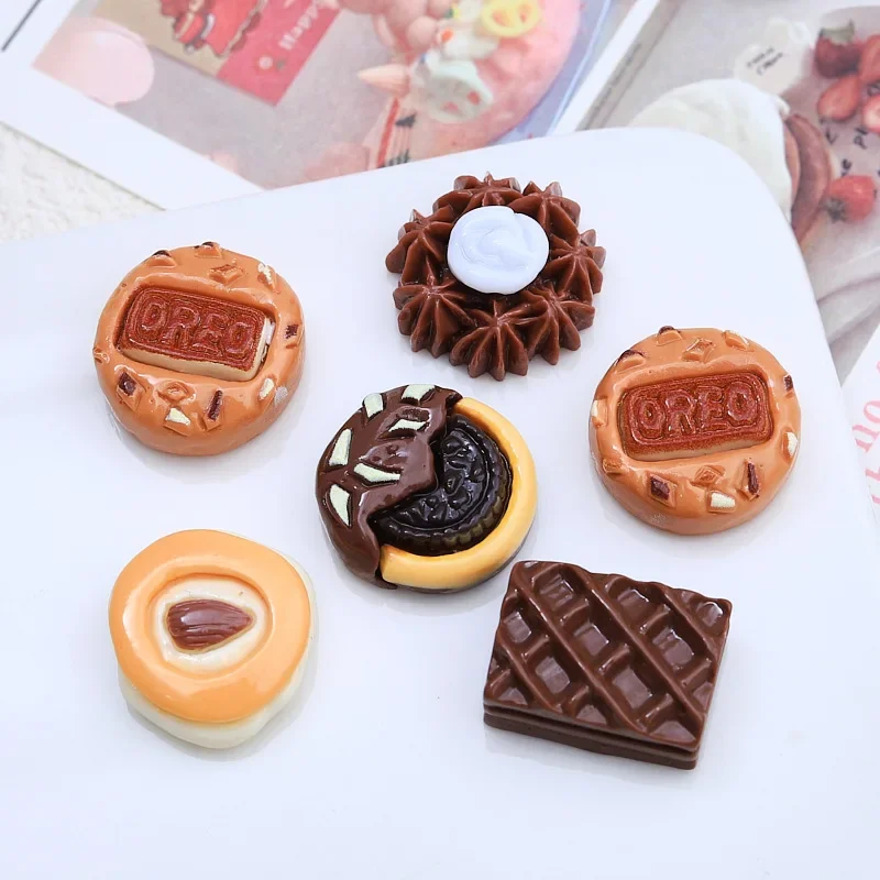 10/100pcs Resin Patch Chocolate Biscuits Cream Glue Accessories Buckle Materials DIY Accessories Hair Clips Resin Accessories