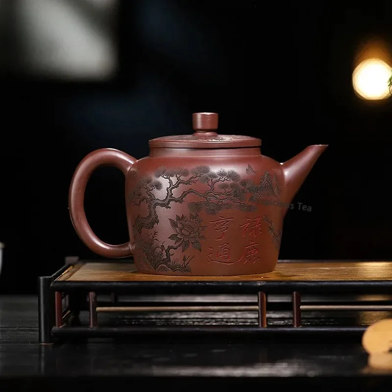 830ml Aesthetic Yixing Purple Clay Teapots Handmade Large Capacity Deer Pot Raw Ore Mud Kettle Chinese Zisha Tea Set Teaware