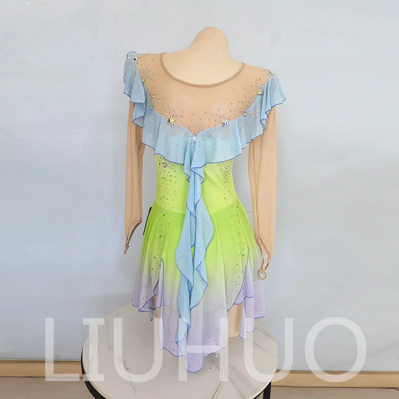 LIUHUO Ice Figure Skating Dress Girls Women Teens Stretchy Spandex Competition Wholesale