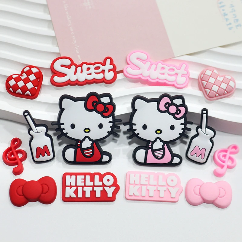 New Jibbitz Hello Kitty Shoe Accessories For Crocs Cute Diy Fashion Shoe Charms Heart Bow And Musical Notes Footwear Accessories