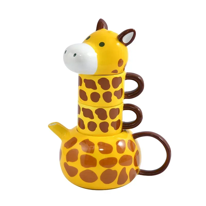 

Giraffe Ceramic Coffee Cup Pot Set Cartoon Animal Decoration Mug Creative Giraffe Kettle Breakfast Cup Gift Home Decoration New