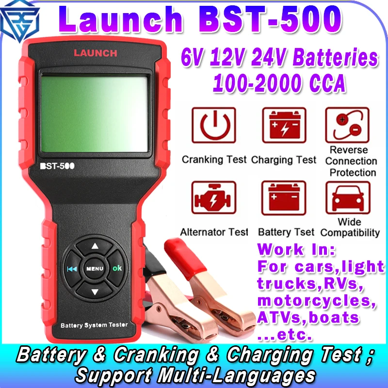 Launch BST-500 Battery Tester BST500 Cranking Charging System Test 6V 12V 24V 100-2000CCA Car Battery Tester Detector Diagnostic