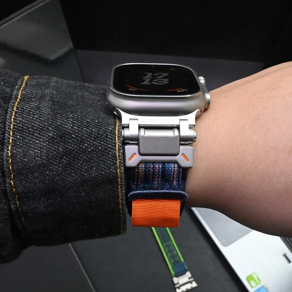 Trilha loop pulseira de náilon para apple watch ultra 1 2 49mm série 10 9 8 7 46mm 45mm masculino esporte banda para iwatch 6 5 4 se 44mm pulseira