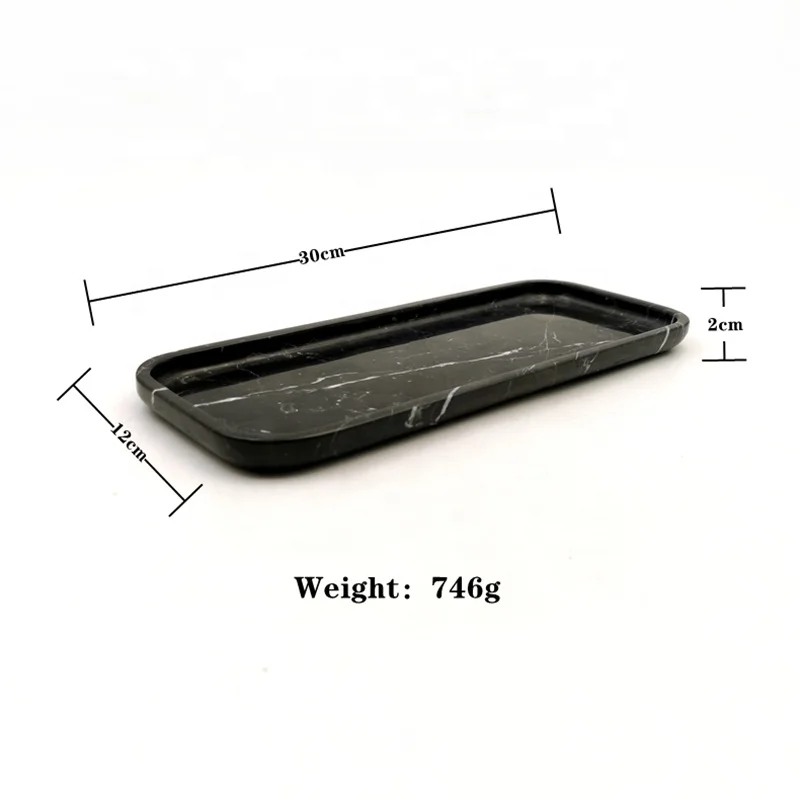 20 Pcs Customize Wholesale Serving Tray Home Decoration Black Marble Trays Luxury Oval Vanity Bathroom Serving Tray For Hotel