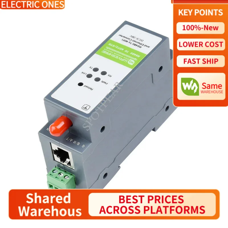 

【Waveshare genuine】RS485 to WIFI/Ethernet Module Rail-Mount Serial Server Modbus MQTT Gateway